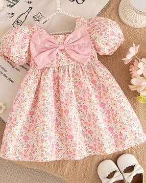Girls Floral Print Fit and Flare Dress-image-20