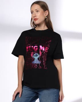 dnmx Women Graphic Print Loose Fit Crew-Neck T-Shirt-picture-50