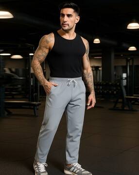 men mid-rise track pants