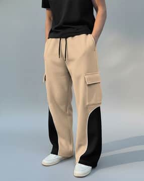Men Colourblocked Straight Track Pants with Cargo Pockets-image-22