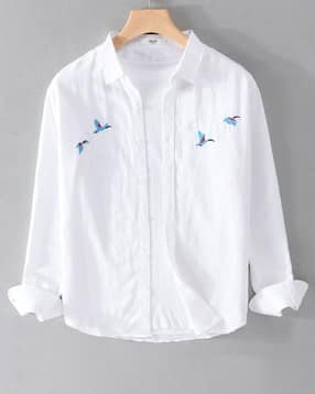 zikaraa Men Embroidered Regular Fit Shirt with Spread Collar-picture-30
