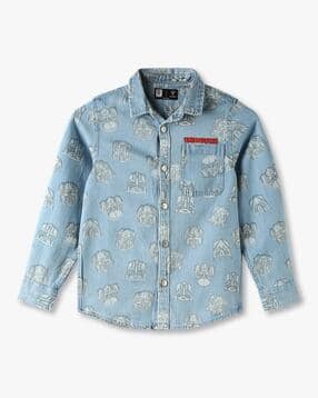 kb team spirit Boys All-Over Print Relaxed Fit Denim Shirt-picture-40