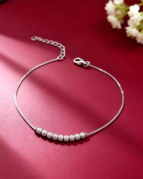 giva Women Sterling Silver Sparkling Bead Single Anklet-picture-21