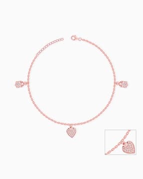 Women Sterling Silver Rose Gold-Plated Hearty Single Anklet-image-42