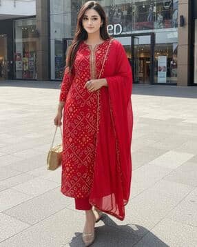 Women Block Print Straight Kurta Set-image-40