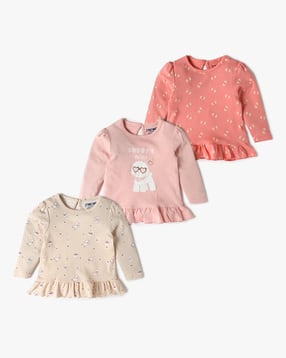 inf frendz Girls Pack of 3 Poddle Printed Regular Fit Top-picture-19
