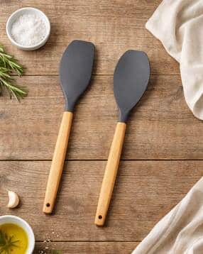 baskety Set of 2 Wooden Handle Silicone Spatulas-picture-41