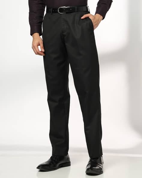 Men Slim Fit Flat-Front Trousers