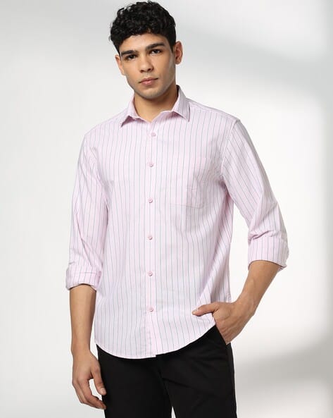 JOHN PLAYERS Men Striped Slim Fit Cotton Shirt