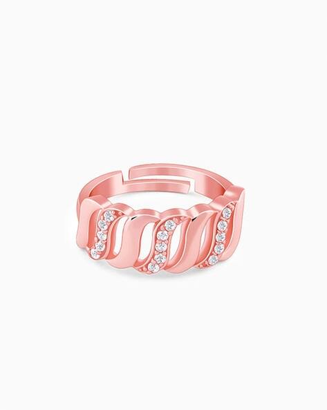 Giva Women Sterling Silver Rose Gold Gracious Wave Ring