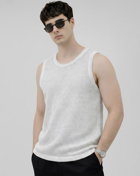 Fashion And Youth Men Knitted Regular Fit Sleeveless T-Shirt