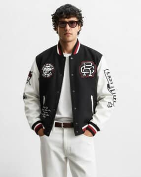 the indian garage co Men Regular Fit Applique Bomber Jacket-picture-32