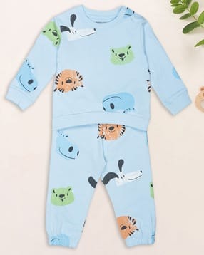 pantaloons baby Printed 2-Piece Sweatshirt & Joggers Set-picture-14