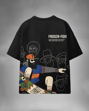 frosen fox Boys Typographic Print Oversized Fit T-Shirt-picture-31