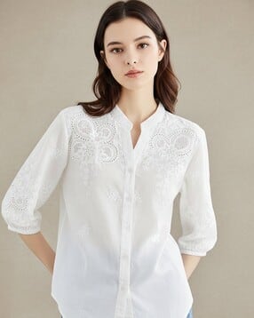 outzidr global Women Floral Embroidered Regular Fit Tunic -picture-16