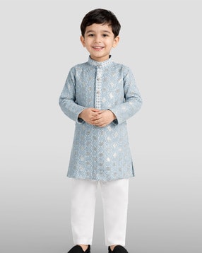 Boys Embroidered 2-Piece Kurta Pyjama Set