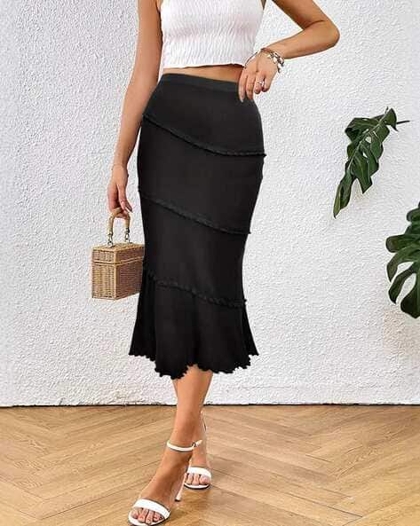 Women High-Rise Tiered Skirt