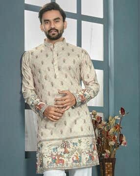 cellux Men Floral Print Regular Fit Straight Kurta-picture-20