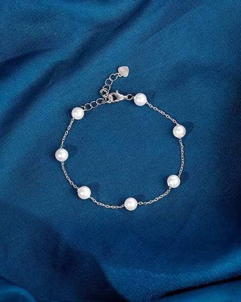 Giva Women Sterling Silver Pearl Connected Link Bracelet