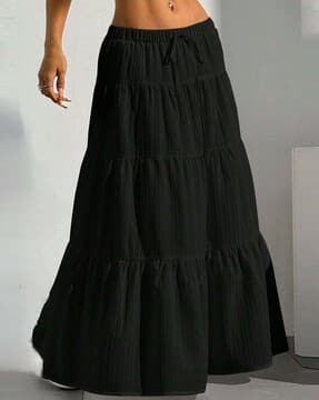 Buy Ptvize Women Mid-Rise Tiered Maxi Skirt Online | Ajio.com