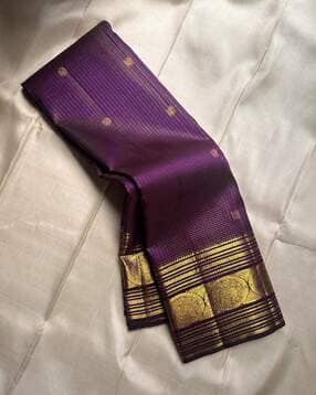 Women Checked Kanjeevaram Woven Saree with Contrast Border