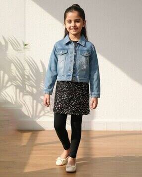 aarika girls ethnic Girls Button-Front Denim Jacket-picture-29