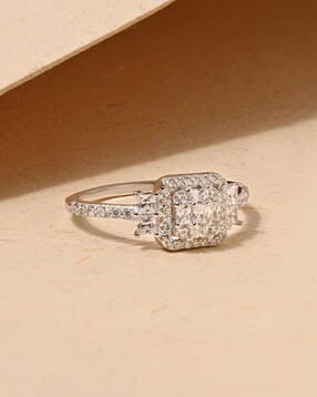 touch925 Women Sterling Silver Cubic Zirconia Rectangular Halo Ring-picture-48