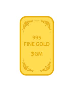24K (995) Yellow Gold Swarnavarsham Bar - 3 gm