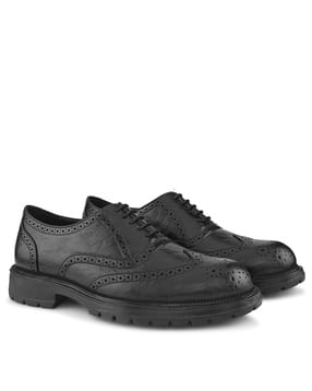 Men Perforated Formal Shoes with Lace Fastening-image-7