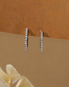 Women Sterling Silver Stone-Studded Hoop Earrings-image-29