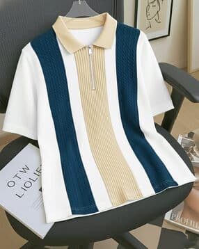 Men Colourblock Regular Fit Polo T-Shirt