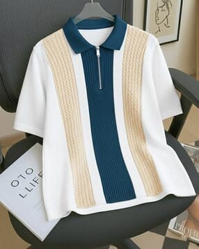 Men Colourblock Regular Fit Polo T-Shirt