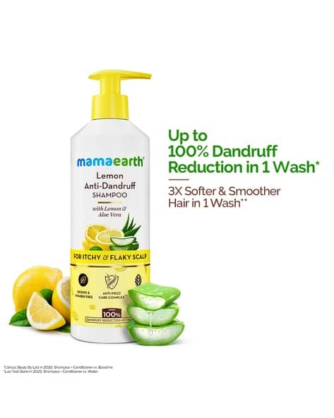 MAMAEARTH Lemon Anti-Dandruff Shampoo with Lemon & Ginger for Itchy & Flaky scalp