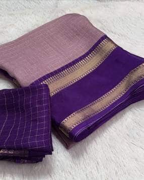 Women Checked Saree with Contrast Border