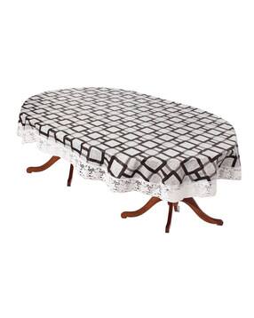  Printed 6-Seater Oval-Shaped Table Cover with Lace Border-image-49