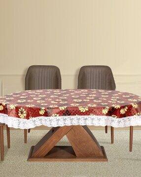 the furnishing tree  Printed 6-Seater Oval-Shaped Table Cover with Lace Border-picture-13