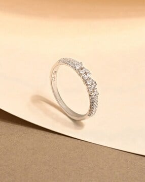 touch925 Women Sterling Silver Cubic Zirconia Contemporary Baguette Scatter Ring-picture-32