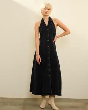 Women Halter-Neck A-Line Dress