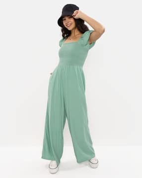 american eagle Women Square-Neck Jumpsuit with Short Sleeves-picture-14