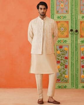 theethnic.co Men Mandarin-Collar Nehru Jacket-picture-32