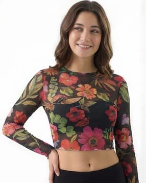 Women Floral Print Slim Fit Top