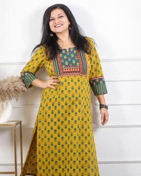 desi sandook Women Floral Print Cotton Straight Kurta-picture-37