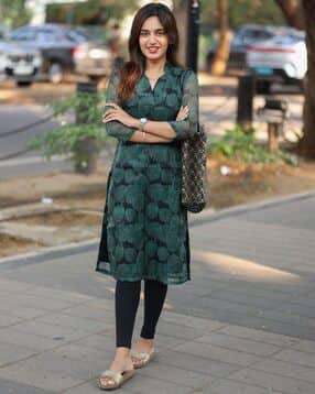 nyrika Women Leaf Print Straight Kurta-picture-19