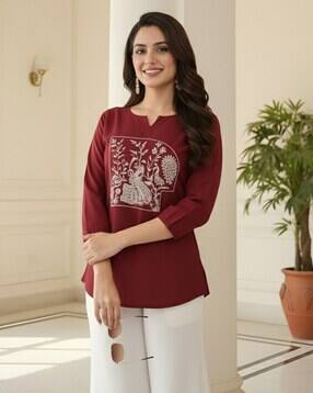 Women Embroidered Straight Tunic