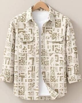 Men Printed Regular Fit Shirt with Flap Pockets