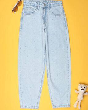 v-mart Girls Acid Washed Mid-Rise Relaxed Jeans-picture-13