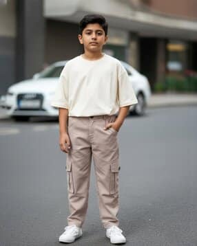 Boys Mid-Rise Straight Fit Cargo Pants