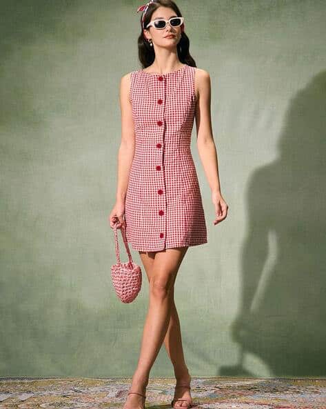 Women Checked A-Line Dress