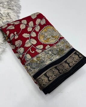 Magalkari Kalamkari Viscouse Silk Print Weaving Work Saree 