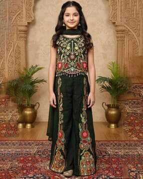 aarika girls ethnic Girls Embroidered 3-Piece Kurta Suit Set-picture-18
